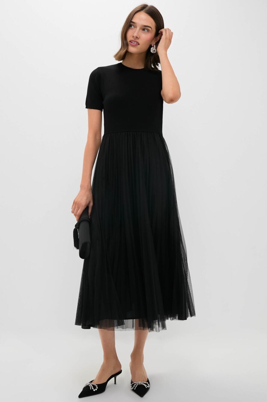 Tuckernuck Pomander Place Welton Black Short Sleeve Knit Midi Dress NWT Small